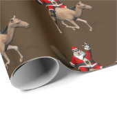 Papier Cadeau Le Père Noël Aime Faire Un Voyage À Pied (Coin rond)