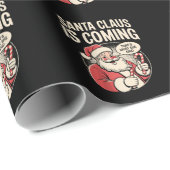 Papier Cadeau Le Père Noël Arrivé Elle A Dit Que Noël Fantastiqu (Coin rond)