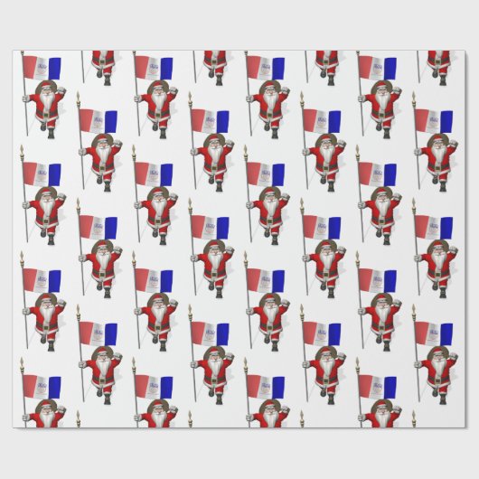 Papier Cadeau Le Père Noël Avec Le Drapeau De Cleveland (Plat)