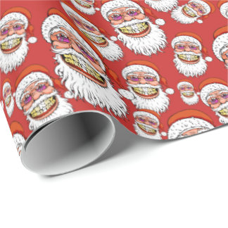 Papier Cadeau le père noël avec le sourire de Joyeux Noël