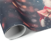 Papier Cadeau Le Père Noël avec un design de Noël (Coin rond)