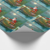 Papier Cadeau Le père noël dans le bateau (Coin)