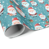 Papier Cadeau Le Père Noël Dans Les Snowflakes (Coin rond)