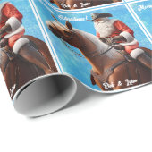 Papier Cadeau Le Père Noël dans un Casquette occidental à Noël e (Coin rond)