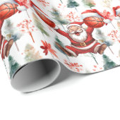 Papier Cadeau Le Père Noël de basket joue à Noël (Coin rond)