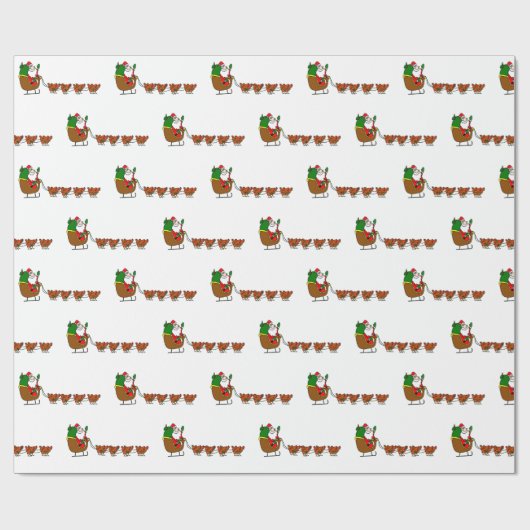 Papier Cadeau Le père noël et papier d'emballage de poulets (Plat)