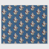 Papier Cadeau Le Père Noël Jouant au banjo (Plat)