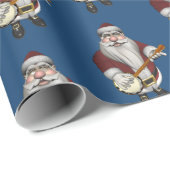 Papier Cadeau Le Père Noël Jouant au banjo (Coin rond)