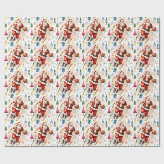 Papier Cadeau Le Père Noël joue avec Noël (Plat)