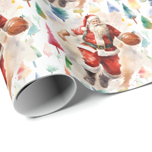 Papier Cadeau Le Père Noël joue avec Noël (Coin rond)