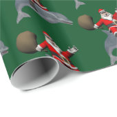 Papier Cadeau Le Père Noël Monte Un Dauphin (Coin rond)