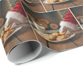 Papier Cadeau Le Père Noël prend un biscuit (Coin rond)