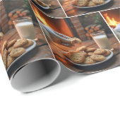Papier Cadeau Le Père Noël prend un biscuit (Coin rond)