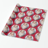 Papier Cadeau Le Père Noël rétro dans un Motif de Noël Casquette (Déroulé)