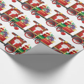 Papier Cadeau Le père noël sur le train fournissant des présents (Coin)