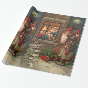 Papier Cadeau Le père noël sur son chemin 4