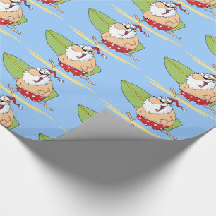 Papier Cadeau Le père noël surfant