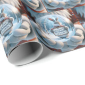 Papier Cadeau Le Père Noël tient un lobe de neige (Coin rond)