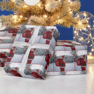 Papier Cadeau Le Père Noël Trump devant la Maison Blanche