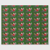 Papier Cadeau Le Père Noël Volant Sur Une Chauve (Plat)