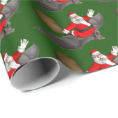 Papier Cadeau Le Père Noël Volant Sur Une Chauve (Coin rond)