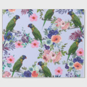 Papier Cadeau Le perroquet parmi les fleurs (Plat)