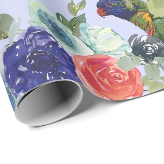 Papier Cadeau Le perroquet parmi les fleurs (Coin rond)