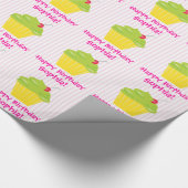 Papier Cadeau Le petit gâteau sur le rose barre l'anniversaire (Coin)