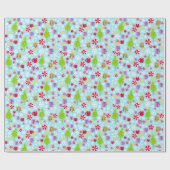 Papier Cadeau Le Petit Pouce | Bleu Snowflake Patte de Noël (Plat)