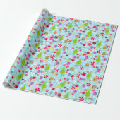 Papier Cadeau Le Petit Pouce | Bleu Snowflake Patte de Noël (Déroulé)