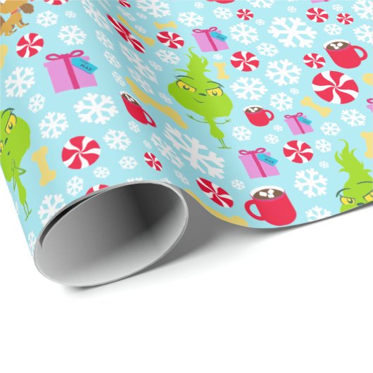 Papier Cadeau Le Petit Pouce | Bleu Snowflake Patte de Noël (Coin rond)