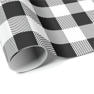 Papier Cadeau Le plaid de Buffalo vérifie noir et blanc