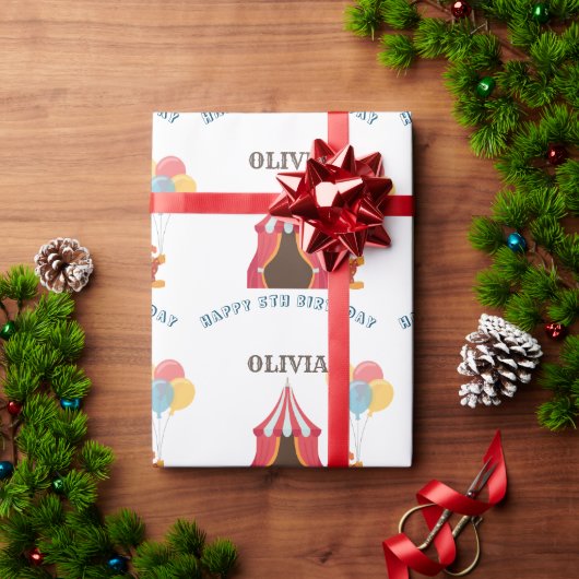 Papier Cadeau LE PLUS GRAND 5E anniversaire Cirque THÈME (Cadeau de vacances)