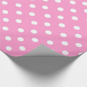 Papier Cadeau Le point de rose et blanc grand de polka impriment (Coin)