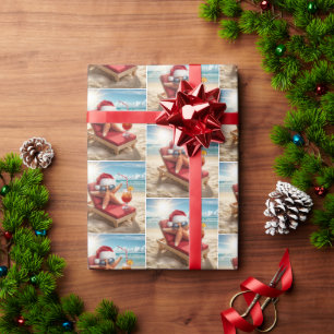 Papier Cadeau Le poisson de Noël Père Noël dans le salon Chaise