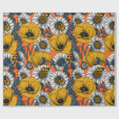 Papier Cadeau Le pré en jaune et bleu (Plat)