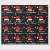 Papier Cadeau Le premier flocon de Noël Rouge Père Noël Flocon d (Plat)