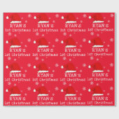 Papier Cadeau Le premier flocon de Noël Rouge Père Noël Flocon d (Plat)