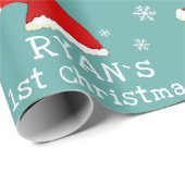 Papier Cadeau Le premier flocon de Noël Rouge Père Noël Flocon d (Coin rond)