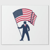 Papier Cadeau Le président Trump porte le drapeau des États-Unis (Plat)