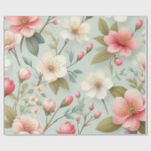 Papier Cadeau Le printemps fleurit dans le bleu oeuf de Robin (Plat)