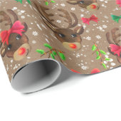 Papier Cadeau Le renne de père Noël (Coin rond)