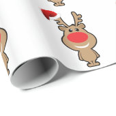 Papier Cadeau le renne de Père Noël (Coin rond)