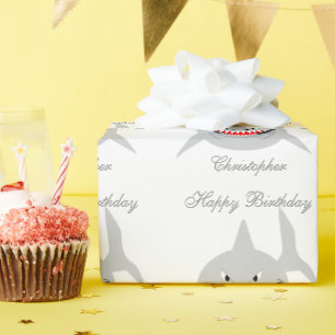 Papier Cadeau Le requin ajoutent juste l'anniversaire nommé