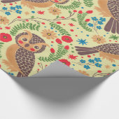 Papier Cadeau Le rétro hibou à cornes (Coin)