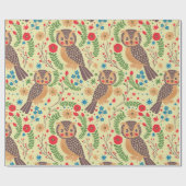 Papier Cadeau Le rétro hibou à cornes (Plat)