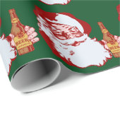 Papier Cadeau Le rétro père noël avec Noël de bière drôle (Coin rond)