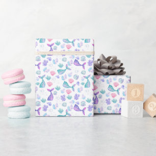 Papier Cadeau Le rêve des sirènes en blanc