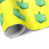 Papier Cadeau Le rêve vert sur Hanoukka jaune (Coin rond)