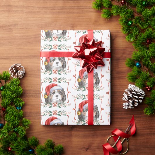 Papier Cadeau Le roi Noël Charles Spaniel Chien Motif (Cadeau de vacances)